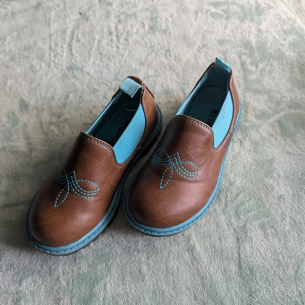 Western Chief Brown and Teal Boots Children's 10